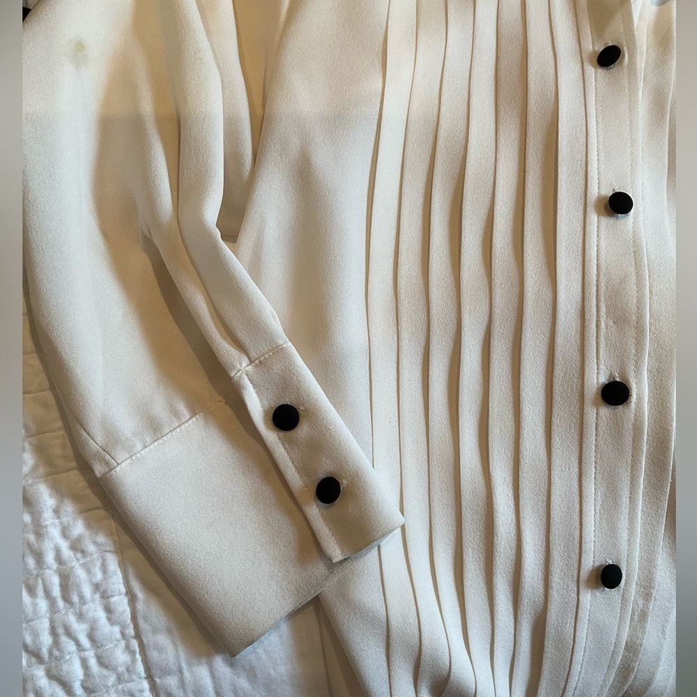 Frame Pleated Button Down Blouse- Small - image 4